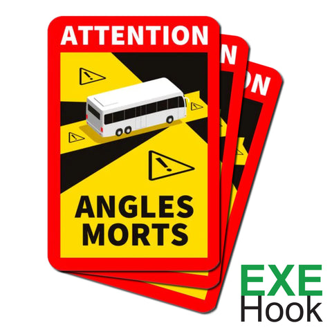 EXE-Hook Angles Morts Schilder Wiederverwendbar 3er Set
