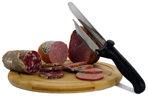 Coltello da pane con distanziale, coltello multiuso, tagliaverdure, acciaio inox, nero