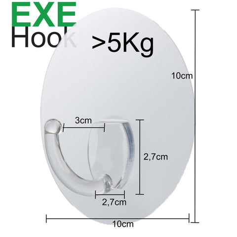 EXE-Hook wall hook XXL >5Kg round clear (set of 2)