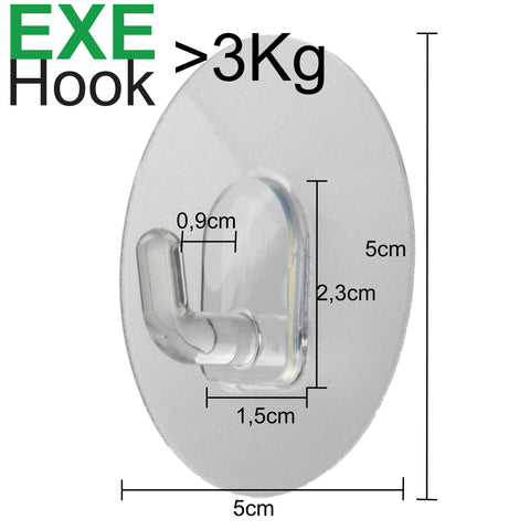 EXE-Hook wall hook XS round clear >3Kg (set of 5)