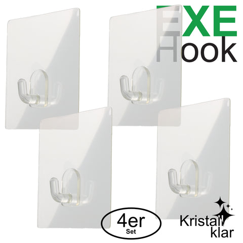 EXE-Hook Wandhaken S 4Kg eckig klar (4er Set)