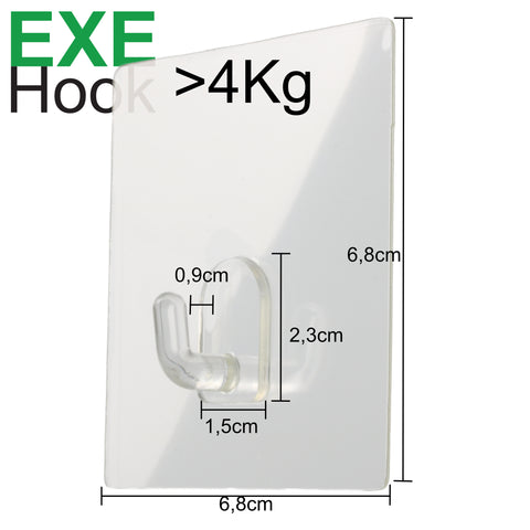 EXE-Hook wall hook S 4Kg square clear (set of 4)