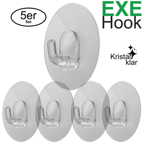 EXE-Hook wall hook XS round clear >3Kg (set of 5)