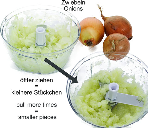 Zerkleinerer mixer Gemüseschneider manuell Zwiebel häcksler Edelstahl grün